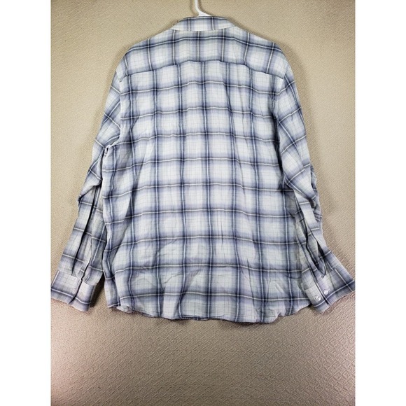 Calvin Klein Shirt Mens XL Gray Plaid Cotton Long Sleeve Casual Button Up Shirt - Picture 9 of 10